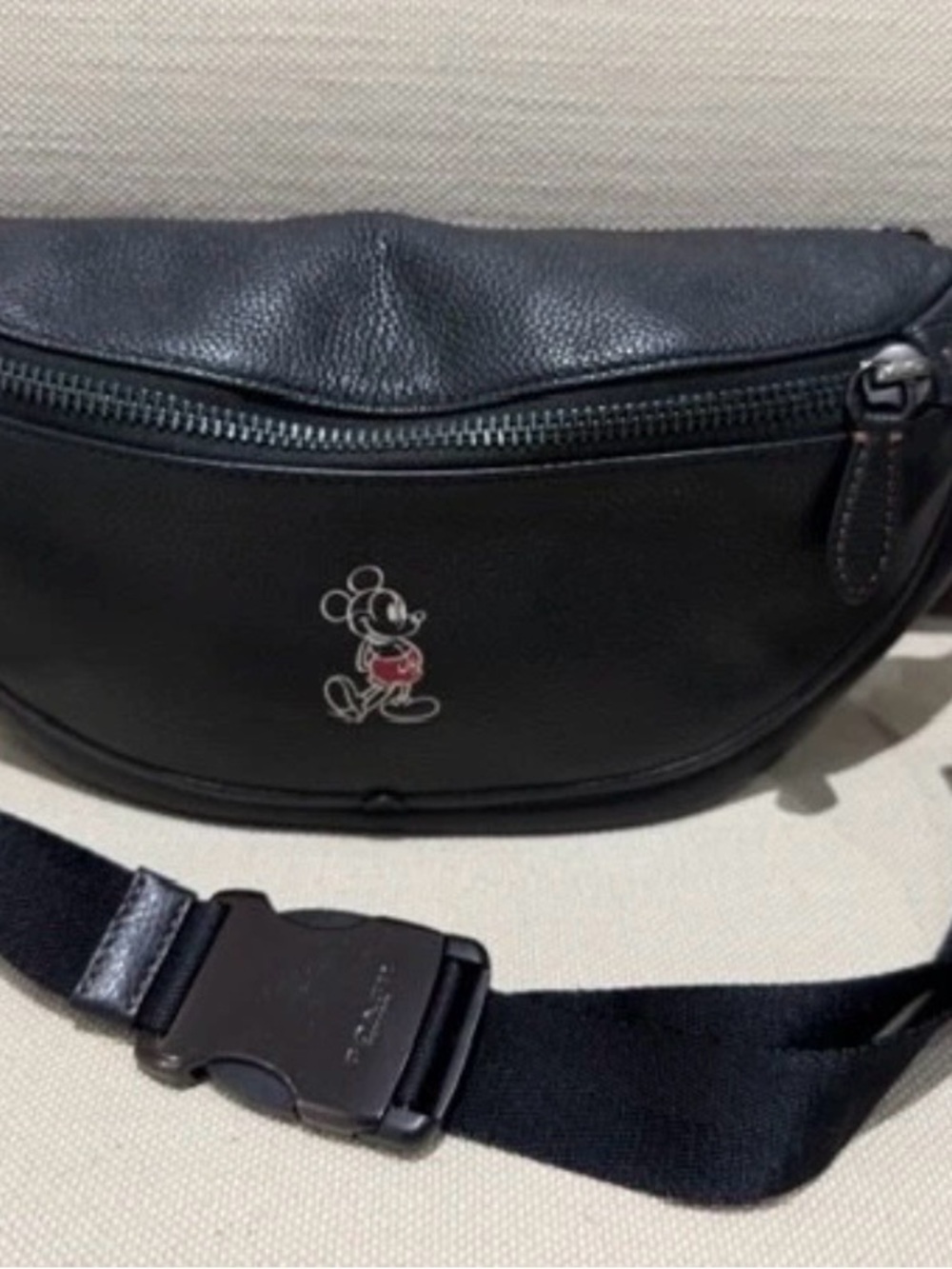 RETIRED Disney x Coach Black Leather Mickey Waist Bag great condition RARE
